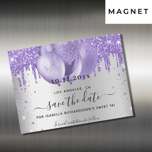 Sött 16 silver violet spara datum magneter-kort magnetisk inbjudningskort