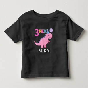 Sött 3 Rex Rosa Dinosaurie Födelsedagsdesign T Shirt
