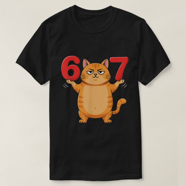 Sött 67 Katt Meme Design T Shirt (Design framsida)