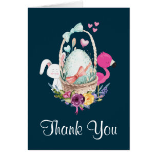 Sött ägg, flamingo & kanin baby shower tack hälsningskort