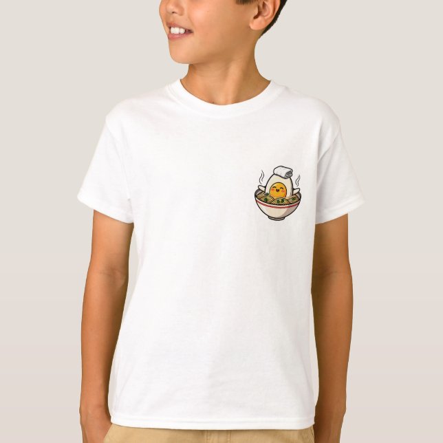 Sött ägg som blöts i nudelskål barn t shirt (Framsida)