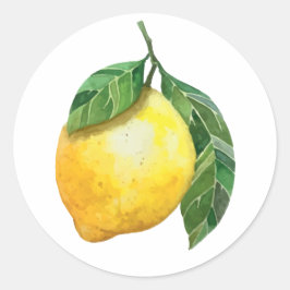 Sött akvarellcitron runt klistermärke