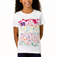 sött Alfabet “M” Design T-Shirt för Små Flickor