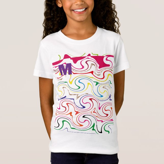 sött Alfabet “M” Design T-Shirt för Små Flickor (Framsida)