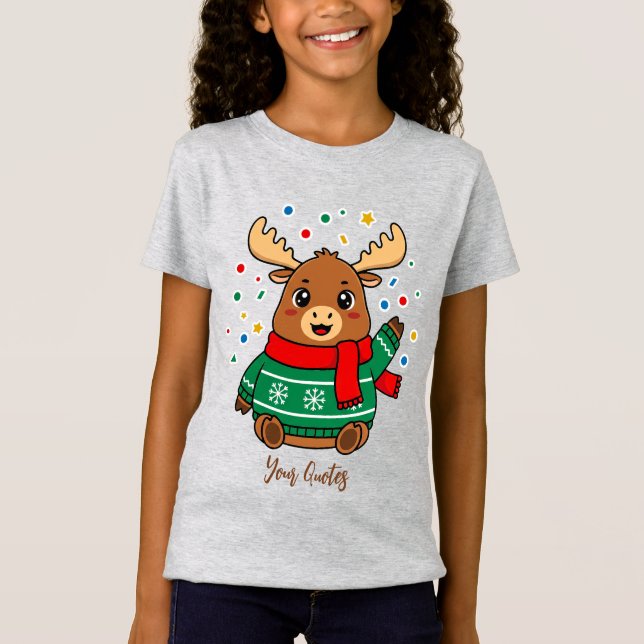 Sött Älgbaby Hej T Shirt (Framsida)