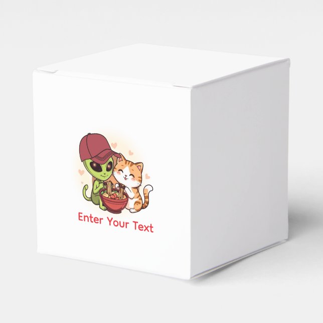 Sött Alien Katt Ramen Kawaii Konst Presentaskar (Framsidan Sidan)