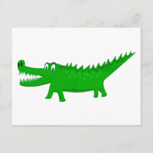 Sött Alligator Ritning Vykort