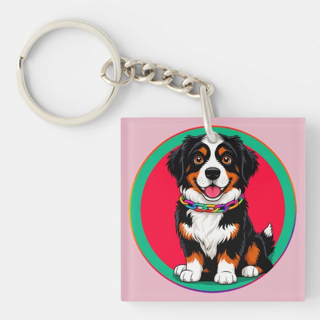 Sött animerat hund med halsband (Framsidan)