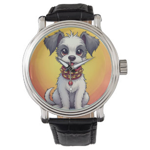 Sött animerat hund med halsband armbandsur