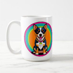 Sött animerat hund med halsband kaffemugg