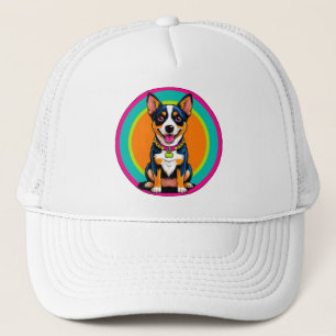 Sött animerat hund med halsband keps