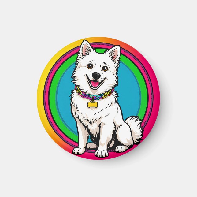 Sött animerat hund med halsband magnet (Framsidan)