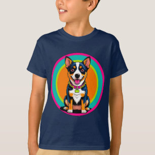 Sött animerat hund med halsband t shirt