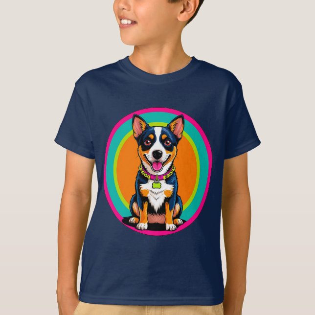 Sött Animerat Hund med Halsband T Shirt (Framsida)