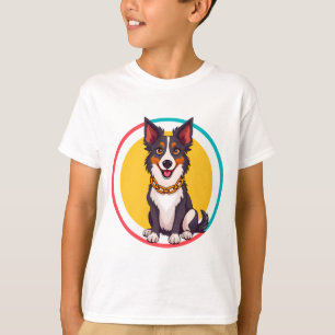 Sött animerat hund med halsband t shirt