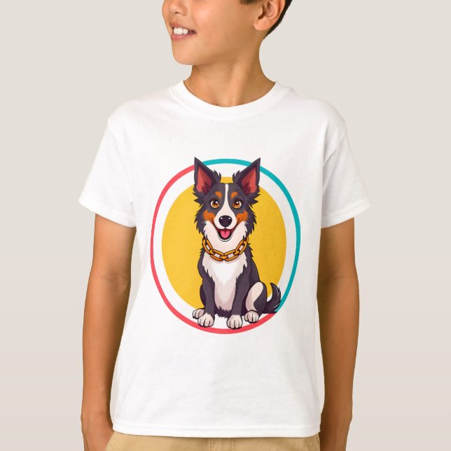 Sött animerat hund med halsband t shirt (Framsida)