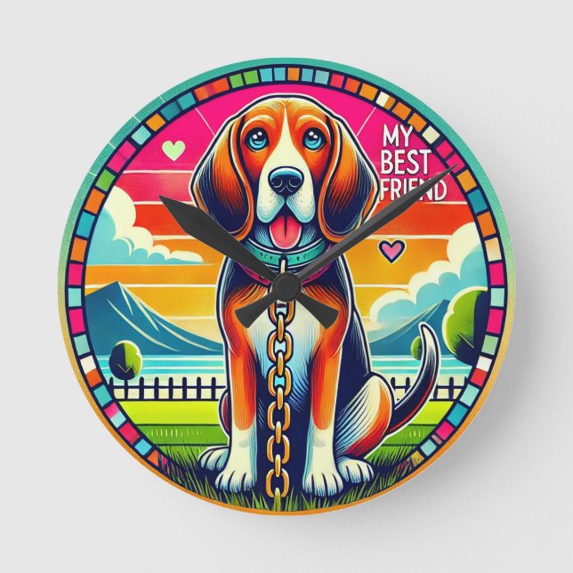 Sött Animerat Hund Rund Klocka (Framsida)