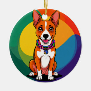 Sött Animerat Valp med Halsband Julgransprydnad Keramik
