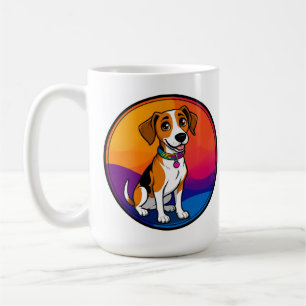 Sött animerat valp med halsband kaffemugg