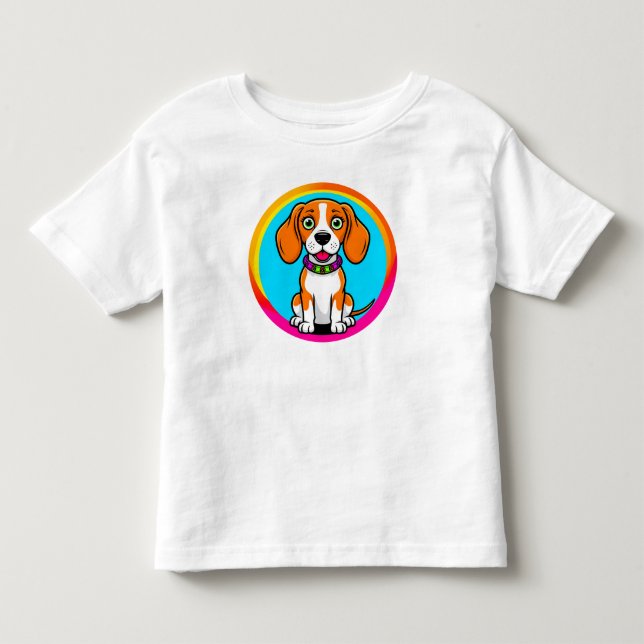 Sött animerat valp med halsband t shirt (Framsida)