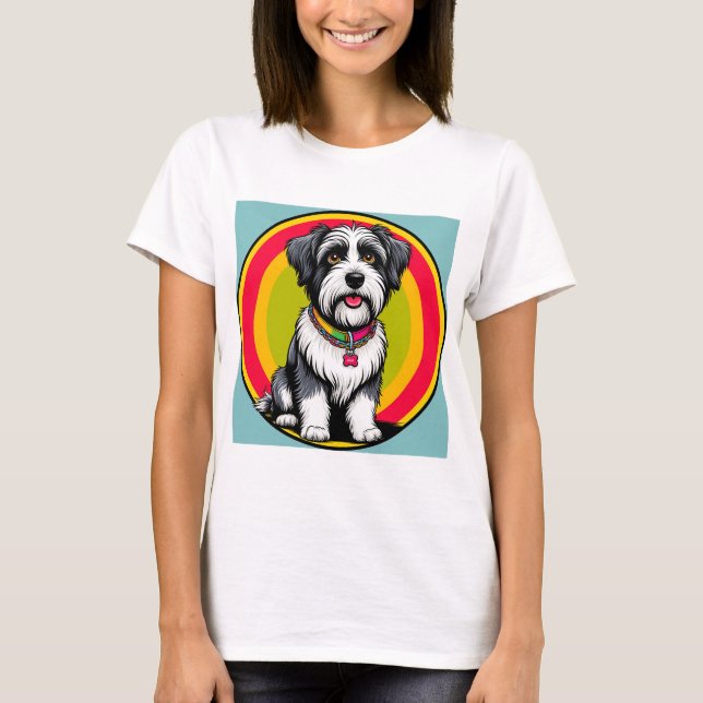 Sött animerat valp med halsband t shirt (Framsida)