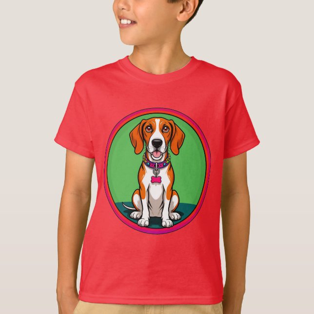 Sött animerat valp med halsband t shirt (Framsida)