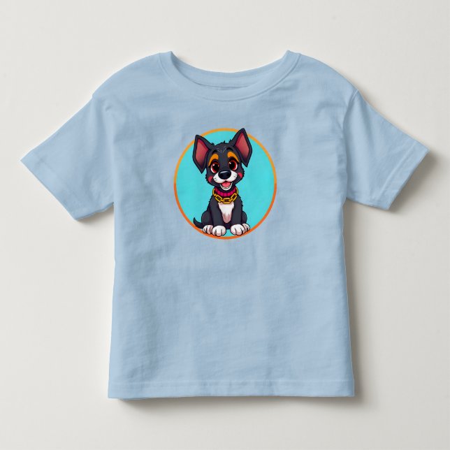 Sött Animerat Valp med Halsband T Shirt (Framsida)