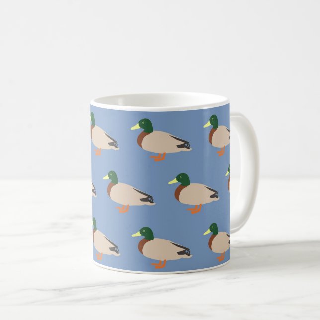 Sött ank-mönster på blått kaffemugg (Framsida höger)