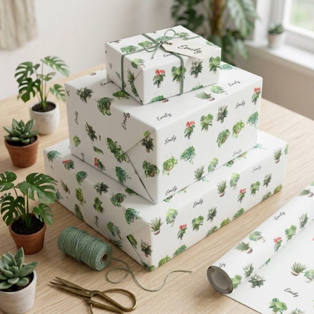 Sött Anpassat Namn Växtälskare Presentpapper (Skapare uppladdad)