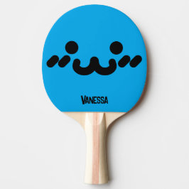 Sött Ansikte Blått med Namn Pingisracket