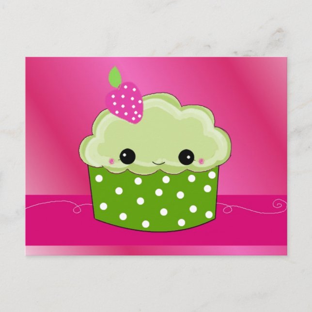 Sött Ansikte Cupcake Vykort (Framsida)