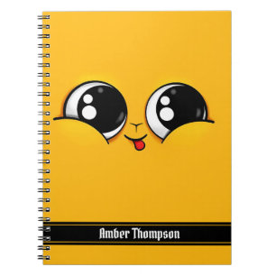 Sött Ansikte Gul Jamnande Emoji Anteckningsbok