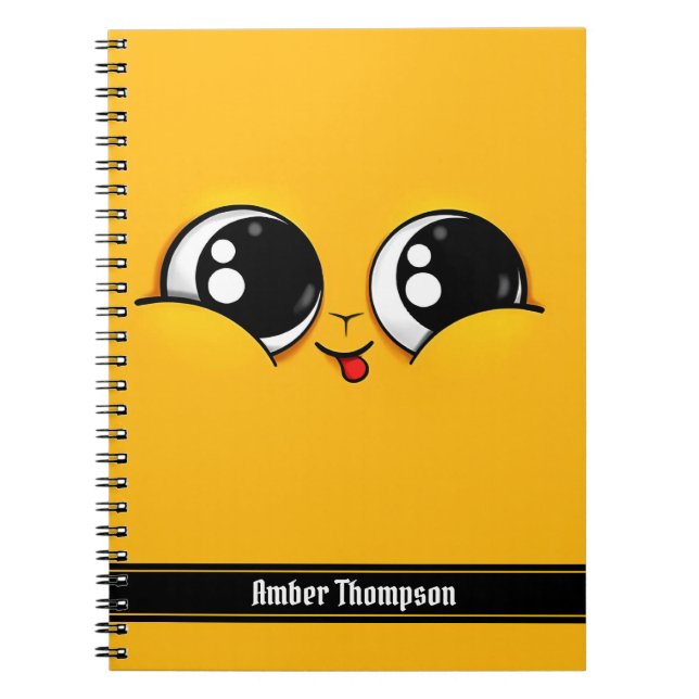 Sött Ansikte Gul Jamnande Emoji  Anteckningsbok (Framsidan)