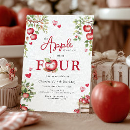 Sött äpple för våra ögon Fjärde födelsedagen Inbjudningar