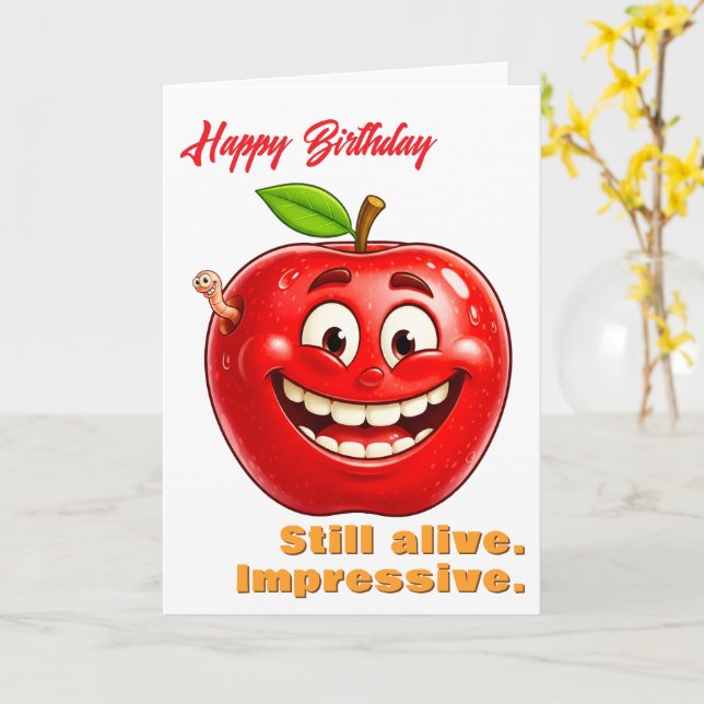 Sött Apple Humor Roligt Grattis på Födelsedagen Kort (Gul blomma)