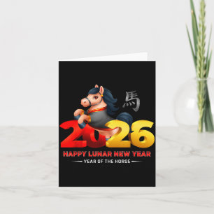 Sött år av hästen -svart kul lyckligt lunar nytt å kort