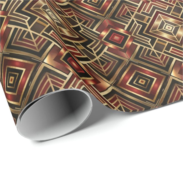 Sött Art Deco-kakel mönster  Presentpapper (Rullad Hörn)