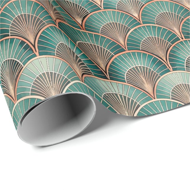 Sött Art Deco-kakel mönster Presentpapper (Rullad Hörn)