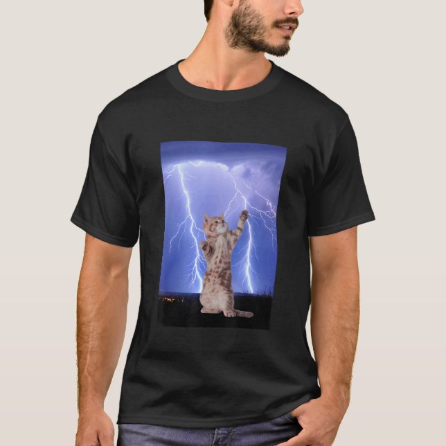 Sött Åskkattdesign T Shirt (Framsida)
