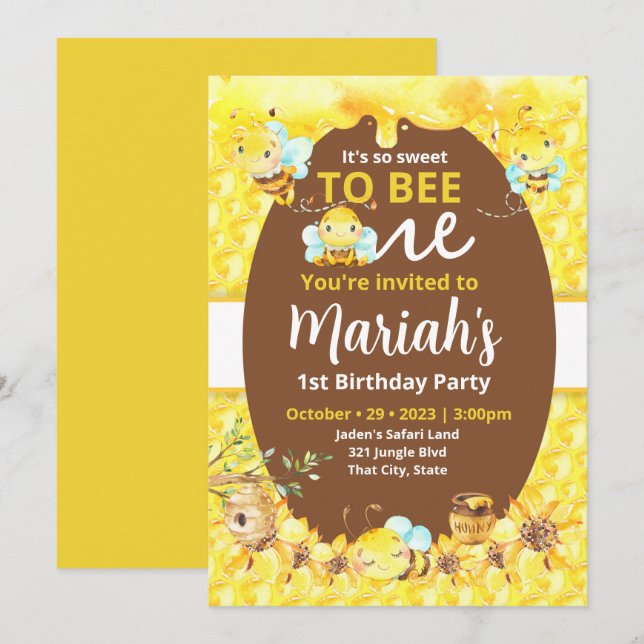 Sött att bli ett födelsedagsfirande inbjudningar (Fram/baksida)