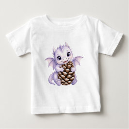 Sött baby drakvattenfärg som håller i ekollon t shirt
