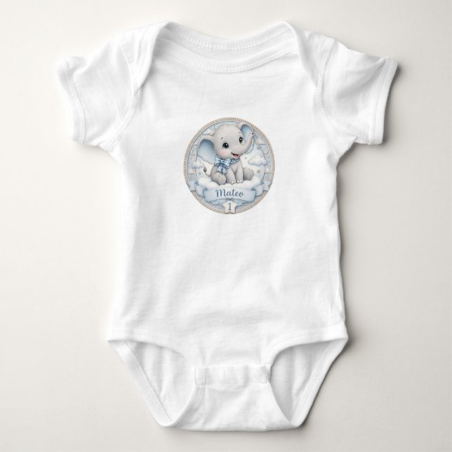 Sött baby elefant  Baby shower  T Shirt (Framsida)