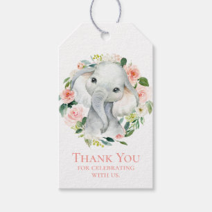 Sött Baby Elefant Baby Shower Tack Presentetikett