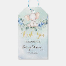 Sött baby elefant Blå rosor Baby Shower