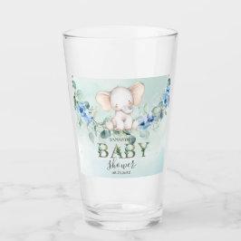 Sött baby elefant Blå rosor Glaskopp