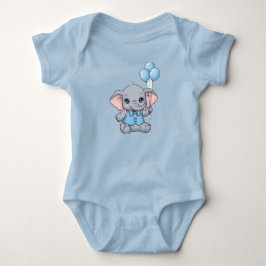 Sött baby elefant med blå ballonger baby shower t shirt