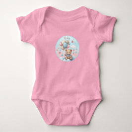 Sött baby elefant med blå ballonger Baby Shower T Shirt