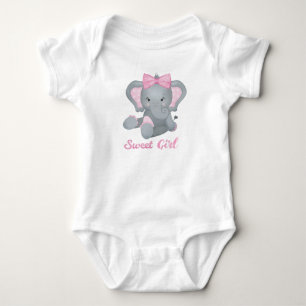 Sött baby elefant med rosa slinga t shirt