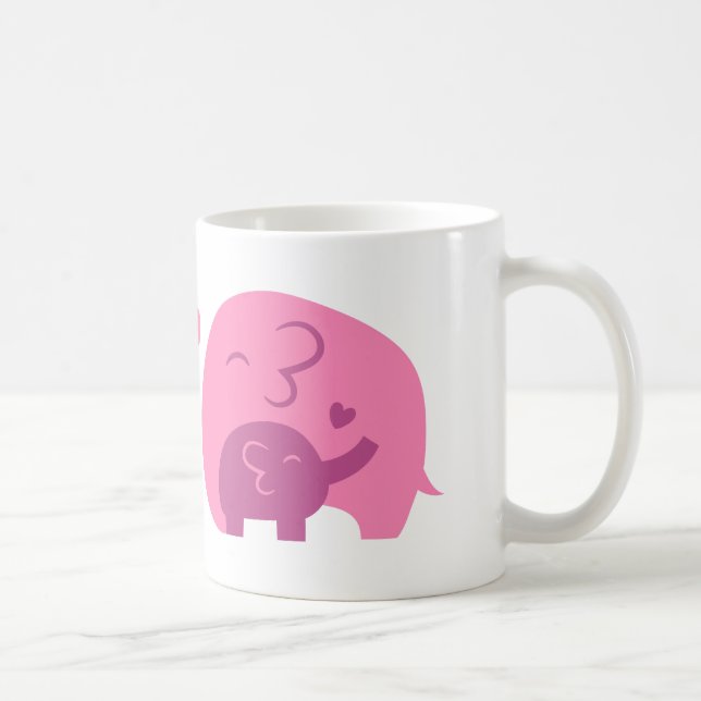 Sött baby elefant och mamma Föräldrar Älskar Kaffemugg (Höger)