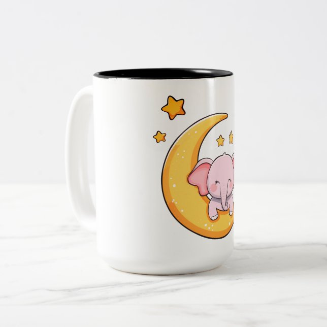 Sött baby elefant Två-Tonad mugg (Framsida vänster)